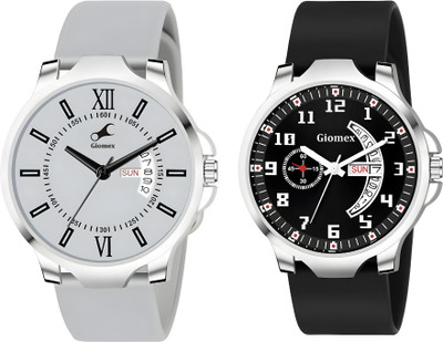 Giomex DD Grey Silicon Grey -Combo-Black Smile Silicon Black Strap DD Grey Silicon Grey -Combo-Black Smile Silicon Black Strap Analog Watch  - For Men & Women