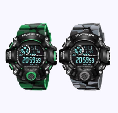 Timefit Combo Pack Of 2 Waterproof Sports Digital Watch Fully Waterproof Army Sports Digital Watch  - For Boys
