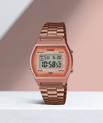 CASIO B640WCG-5DF Vintage Rose Gold Dial Rose Gold Stainless Steel Band Digital Watch  - For Men & Women