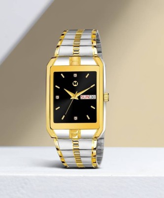 WIZARD TIMES HM-W9064 Golden Series Two Tone Black Dial Water Resistant Analog Watch  - For Men