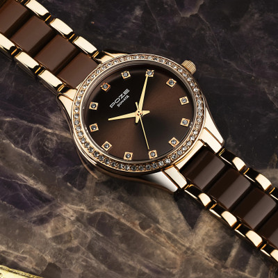 SONATA Poze Rose Gold and Brown Strap with Coffee Dial Analog Watch  - For Women