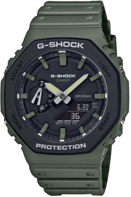 CASIO GA-2110SU-3ADR G-SHOCK Black-Green Dial Green Resin Strap Analog-Digital Watch  - For Men