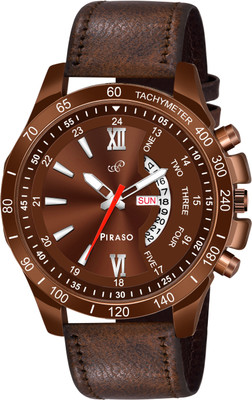 PIRASO RSSL D&D-16 BROWN STRAP New Look Brown Dial & Brown Strap Day & Date Working Display Watch for Men Analog Watch  - For Men