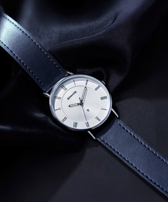 SONATA Sonata 2 with Date Silver Dial Black Leather Strap Quartz Analog Watch  - For Men