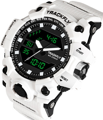 TrackFly 1005_WHITE Chronograph Multifunctional Sport Metal Body fashionable wrist watch Analog-Digital Watch  - For Men