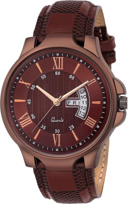 SPLAZOS DD-BROWN-LF02-16 Date And Day Unique Brown Genuine Leather Boys Analog Watch  - For Men