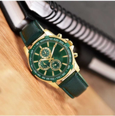 ihmt IHMT-2502 Plain Green Dial & Green Genuine Leather Strap for Boys (Not a Chronograph) Analog Watch  - For Men