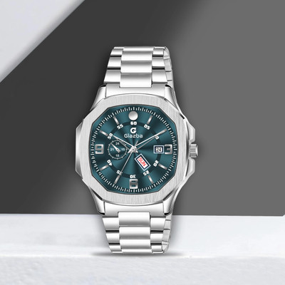 Glazba Stainless Steel Chain Strap With Working Day and Date Analog Watch  - For Men