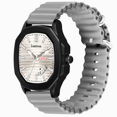 LIMESTONE T800 Day and Date Functioning T800 Colored Silicone Strap 3D Embossed Dial Quartz Analog Watch  - For Men