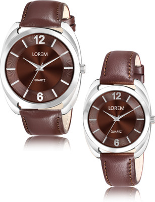 LOREM LR79-LR326 New Trending Stylish Brown edition couple watch Analog Watch  - For Couple