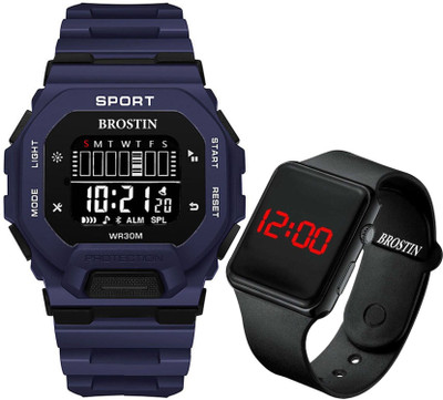 Zyla Brostin-2023 New Sport Stylish Digital Blue Dial Multi-Function Chrono Slim Look Digital Watch  - For Men