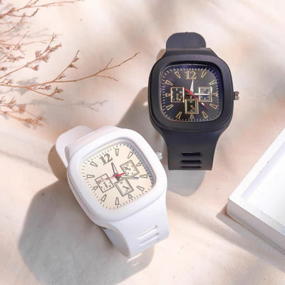 Trex MILLER-BK+WHITE Silicone Strap Square Dial White & Black Analog Watch  - For Men & Women