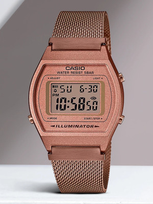 CASIO B640WMR-5ADF Vintage Dial Rose Gold Stainless Steel Mesh Band Digital Watch  - For Men & Women