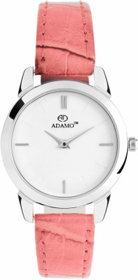 ADAMO Adamo Slim White Dial Round Shaped with Synthetic Leather Strap Premium Analog Watch  - For Women