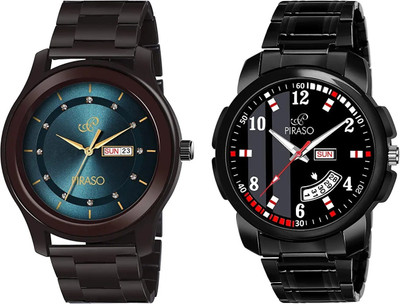 PIRASO D&D C22 BLUE&D&D-14 (ANALOG DAY-DATE WORKING DISPLAY COMBO BLUE&BLACK DIAL&BLACK CHAIN WATCH FOR MEN Analog Watch  - For Men