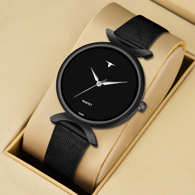 RUSTET LD-L22-BLK-CH LD-L22-SLVBLK-CH Silver Mesh Strap Girls Analog Watch  - For Girls