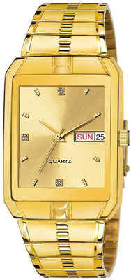 La Classe Watches Golden Dial Gold Strap Analogue Quartz Gold Plated Day & Date Functioning Watch Analog Watch  - For Men