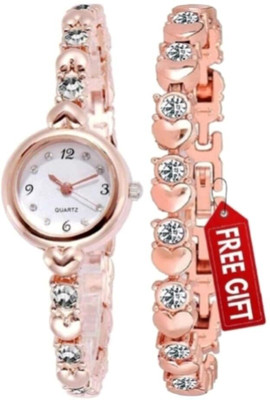 Ultra Wise Heart Shape Bangle Analog Watch with Rose Gold Bracelet Premium Girl's Special Quality Different Heart Shape Bangle Analog Watch Analog Watch  - For Men