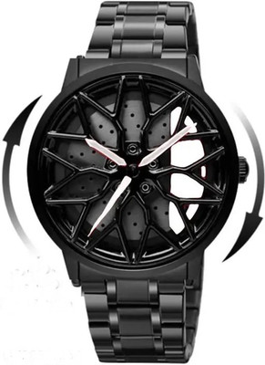 elivor Spinning car wheel rotating gyro red & black watch ELIVOR FASHION Spinner Watch | Rotating Gyro Watch | Red & Black Analog Watch Analog Watch  - For Men
