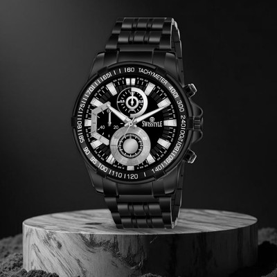 Swisstyle Swisstyle Sleek Black Analog Watch with Bold Dial and Metal Strap Analog Watch  - For Men