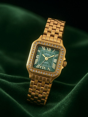 French Connection Vintage Collection Rhinestone Green Texture Dial | Vintage Collection Women's Gold Analog Watch Analog Watch  - For Women