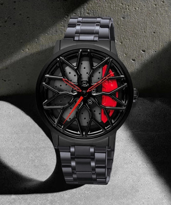 ClassyMen Spinning car wheel rotating gyro red & black watch ClassyMen Spinner Watch | Rotating Gyro Watch | Red & Black Analog Watch Analog Watch  - For Men