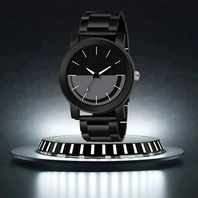 MAHAVIRA COLLECTION Steel_Black_Smiley_Dial_Pando Trending Party Wear Black Stainless Steel Strap Wrist Watch For Men Analog Watch  - For Men