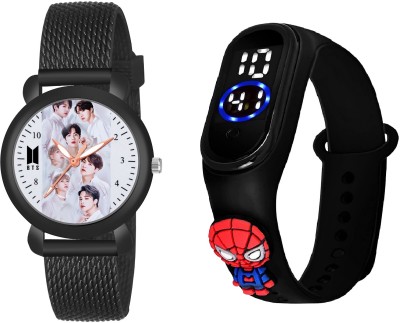 COSMIC Hot Selling BTS Lover Dial Analog with Kids Black Spider Led Analog-Digital Watch  - For Boys & Girls
