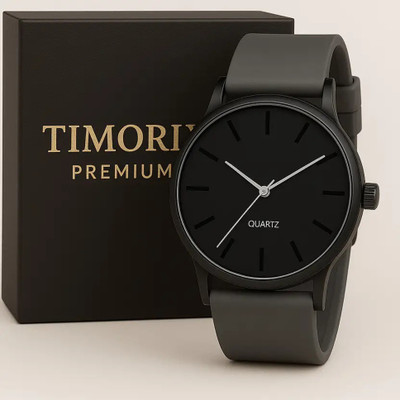 Timorix Silicone Black & Grey Quartz Black Dial & Grey Strap Analog Watch for Men | Stylish Quartz | Classic Design Analog Watch  - For Men