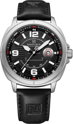 Alix 8078 Trending sports look White dial with Genuine leather strap water resistant Analog Watch  - For Men
