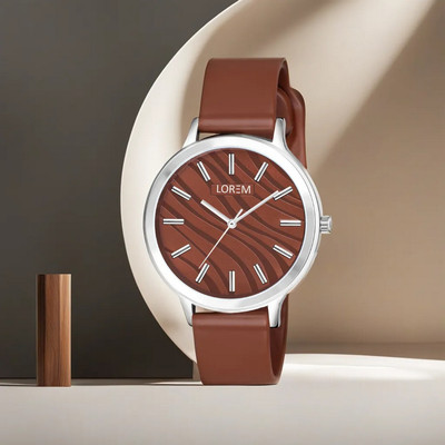 LOREM LR347 Luxurious Brown Designer Dial-Brown Silicone Strap Analog Watch  - For Women