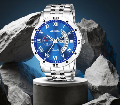 ABREXO Abx2814-Blue Silver Day & Date Watch Trending Blue Dial Day & Date Series Stainless Steel Chain for Boy Analog Watch  - For Men