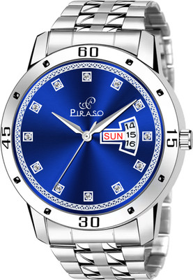 PIRASO D&D F24 BLUE ANALOG DAY&DATE WORKING DISPLAY BLUE DIAL&SILVER WHITE CHAIN WATCH FOR MEN&BOYS Analog Watch  - For Men