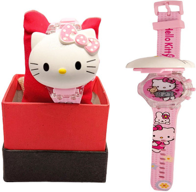 KAVIM Music and Light on Kitty Character Kids Analog-Digital Watch  - For Girls