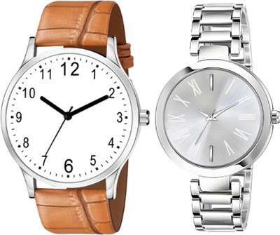 ETLIS Analog 8 Leather - Couple 3 Classic & Timeless Combo Set Analog Watch  - For Couple