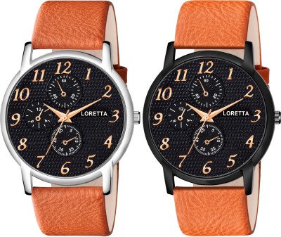 Loretta Chronograph Slim Dial Tan Color Leather Belt Sporty Look Analog Watch  - For Men