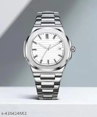 foreigner Day n Date Series Men's Silver Chain Analog Watches Classic, Analog Watches for Men02 Analog Watch  - For Men