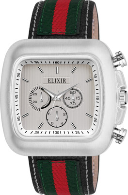 elixir Elixir Men's Timeless Silver Dial Multicolor Leather Watch Elixir Men's Timeless Silver Dial Multicolor Leather Watch Analog Watch  - For Men
