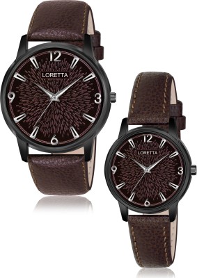 Loretta Brown Dial Leather Belt Men & Women Analog Watch  - For Couple