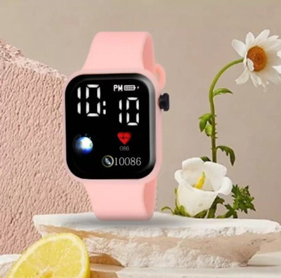 Aarvi styles BLFG49 Lifestyle Dial Color Black & Pink Strap Digital Watch  - For Boys & Girls