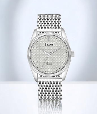 Jaxer White Dial Steel Silver Mesh Chain Analog Watch  - For Men