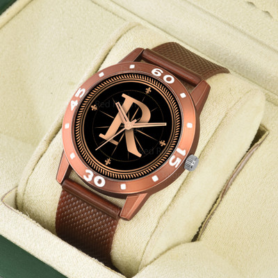 Talgo ALPHA-R-AVO-BRW-SFR Fancy Design Stylish ALPHABET R Dial Brown Leather Strap Men Wrist Watch Analog Watch  - For Boys