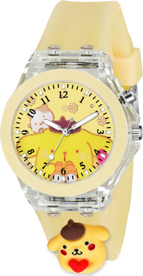 SWADESI STUFF KIDS WATCH Yellow Multicolor Lights 3D Pikachu Cute Cartoon Multi Function Rubber Strap Analog Watch  - For Boys & Girls