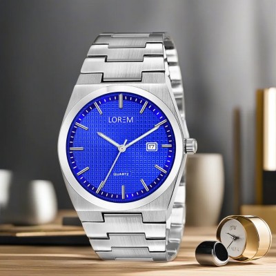 LOREM OB-LR159 Round Blue Dial Stainless Steel Silver Strap Analog Watch  - For Men
