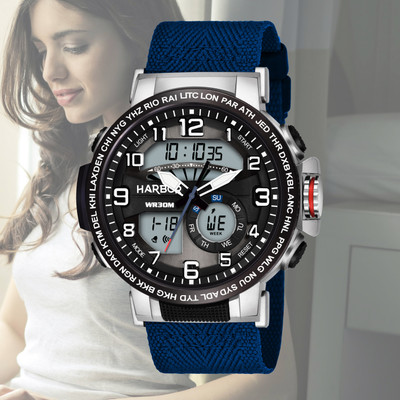 Harbor 1001 Men's Blue Strap Analog-Digital Multifunctional Wrist Watch Digital Watch  - For Men