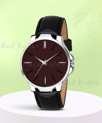 Welix LR05-BRW-3K-SIL-BLK-L Fancy Design Stylish Black Leather Strap Wrist Watch for Men and Boys Analog Watch  - For Men