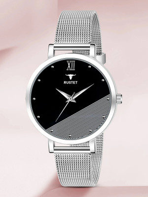 RUSTET LD-L41-BLK-CH LD-L41-BLK-CH Silver Mesh Strap Girls Analog Watch  - For Women