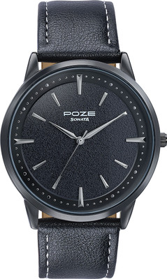 SONATA Poze Sonata Poze Tide And Tan Quartz Black Round Dial Men's Watch / Analog Watch  - For Men