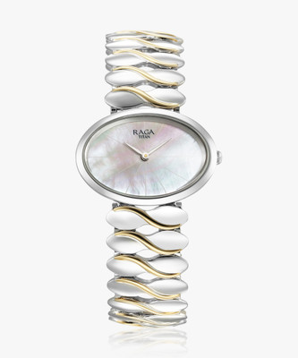 Titan Raga Silver Quartz Mother Of Pearl Dial Sterling Silver Metal Strap & Case Analog Watch  - For Women