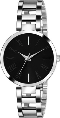 TOOVUS Fashion Analog Watch for Women – Black Dial with Sleek Metal Strap Classic Black Dial Watch for Women – Analog Style with Chain Strap Analog Watch  - For Girls